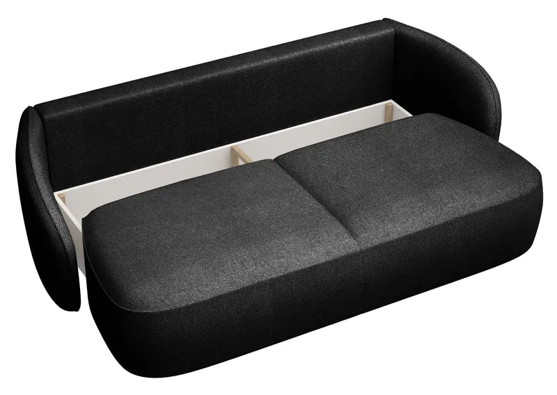 Schwarzes, dreisitziges Schlafsofa Savoy mit Stauraum, hydrophobes Chenille