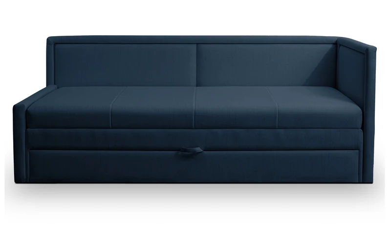 Jugendbett Caprili mit Stauraum, marineblau, Flechtmuster, universell einsetzbar