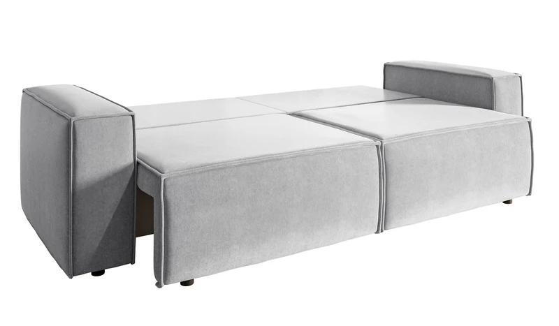 Dreisitziges Schlafsofa Copertino, hellgrauer Velours, wasserabweisend