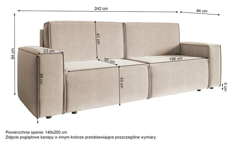 Dreisitziges Schlafsofa Copertino, hellgrauer Velours, wasserabweisend