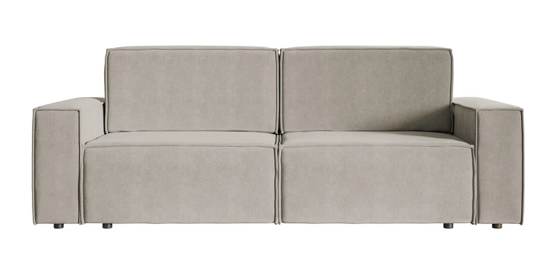 Dreisitziges Schlafsofa Copertino in Grau-Beige, wasserabweisender Samtstoff