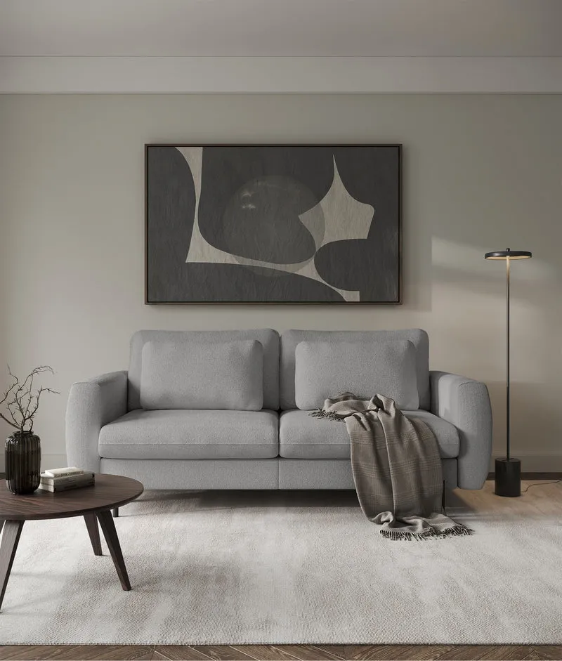Dreisitziges ausklappbares Sofa Rane mit Stauraum, grauer hydrophober Chenille-Stoff