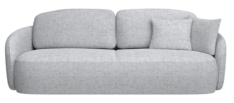 Dreisitziges Schlafsofa Savoy mit Stauraum, hellgraues Geflecht
