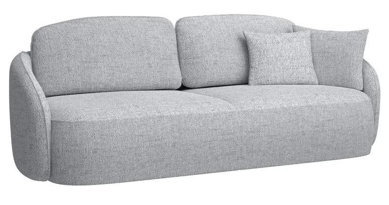Dreisitziges Schlafsofa Savoy mit Stauraum, hellgraues Geflecht