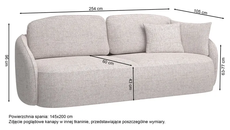 Dreisitziges Schlafsofa Savoy mit Stauraum, hellgraues Geflecht