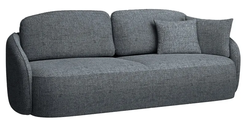 Dreisitziges ausklappbares Sofa Savoy mit Stauraum, dunkelgraues Geflecht