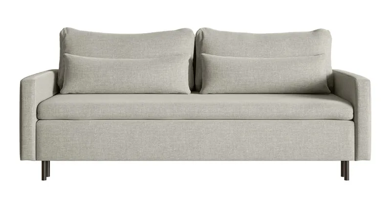 Dreisitziges ausklappbares Sofa Umpro mit Stauraum, grau-beige Chenille