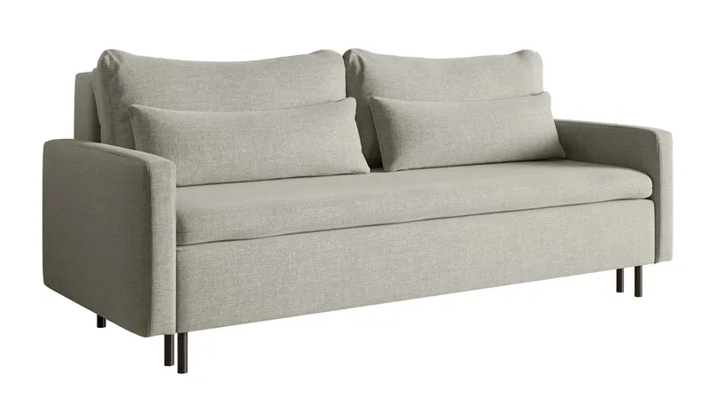 Dreisitziges ausklappbares Sofa Umpro mit Stauraum, grau-beige Chenille