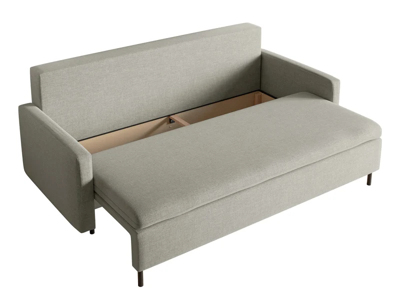 Dreisitziges ausklappbares Sofa Umpro mit Stauraum, grau-beige Chenille