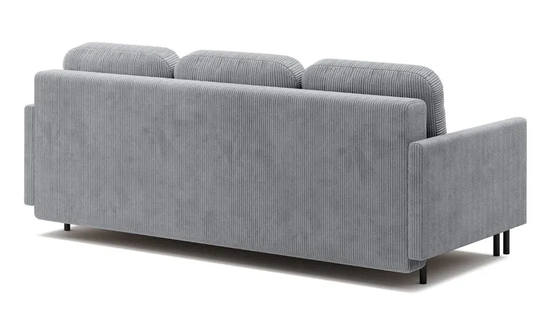 Dreisitziges ausklappbares Sofa Hamiel mit Stauraum, hellgrauer Cordstoff
