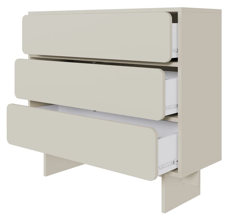 Kommode Wuwu mit drei Schubladen, 101 cm, grau-beige