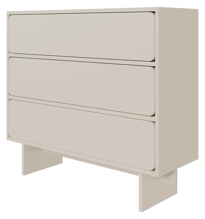 Kommode Wuwu mit drei Schubladen, 101 cm, grau-beige