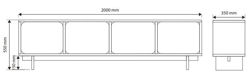 TV-Schrank Wuwu mit vier Schränken, 200 cm, grau-beige