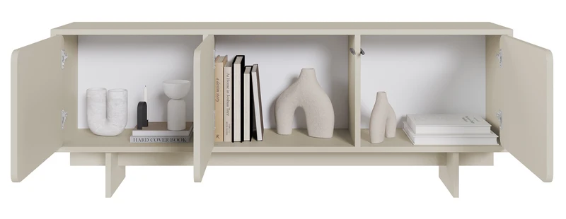 TV-Schrank Wuwu mit drei Schränken, 150 cm, grau-beige