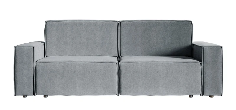 Dreisitziges ausklappbares Sofa Copertino, grauer wasserabweisender Velours
