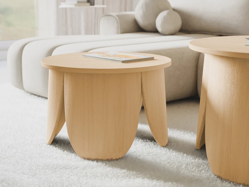 Runder Couchtisch Vivially Durchmesser 60 cm natürliche Eiche