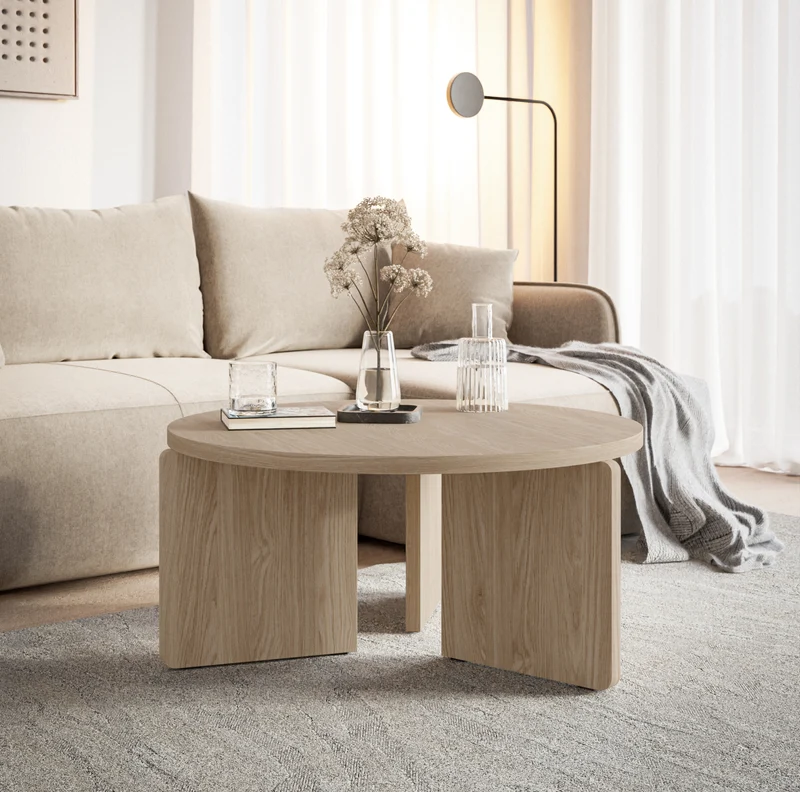 Runder Couchtisch Preffines 85 cm geölte Eiche