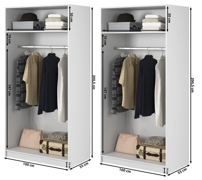 Kaspe Garderobe mit zwei Stangen 200 cm Weiß