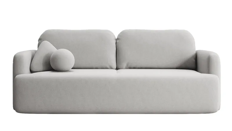 Dreisitziges ausklappbares Sofa Lambina mit Stauraum, grauer Samt, pflegeleicht