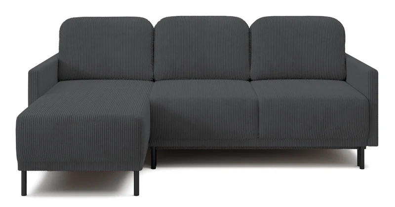 Ausziehbare Eckcouch Hamiel, L-förmig, mit Stauraum, universell, blau-grau, Cordstoff