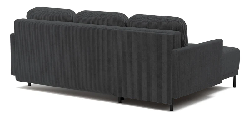 Ausziehbare Eckcouch Hamiel, L-förmig, mit Stauraum, universell, blau-grau, Cordstoff