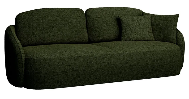 Dreisitziges ausklappbares Sofa Savoy mit Stauraum, olivgrünes Geflecht