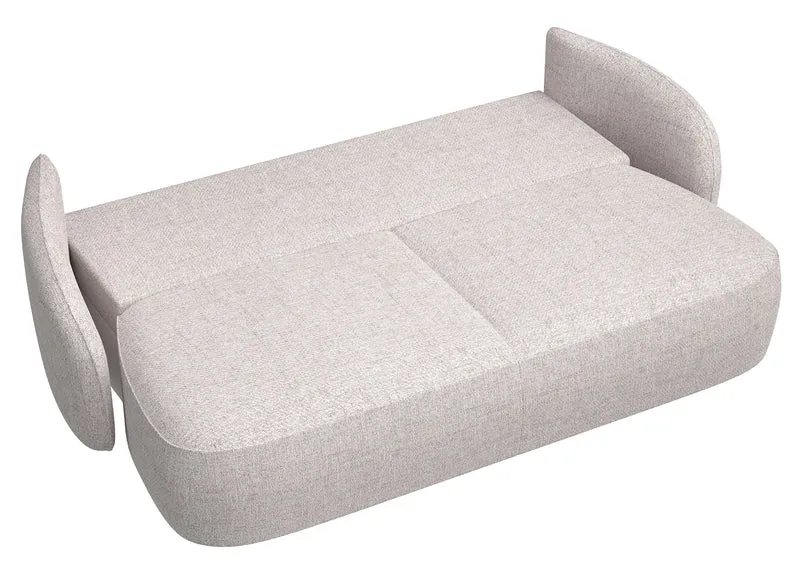 Dreisitziges Schlafsofa Savoy mit Stauraum, hellbeige, Geflecht