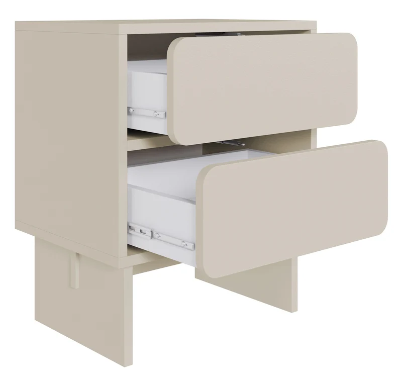 Nachttisch Wuwu mit zwei Schubladen, 50 cm, grau-beige
