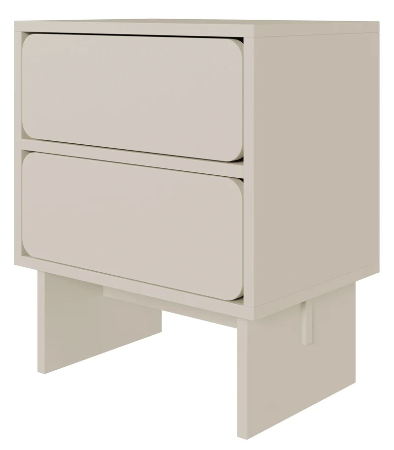 Nachttisch Wuwu mit zwei Schubladen, 50 cm, grau-beige