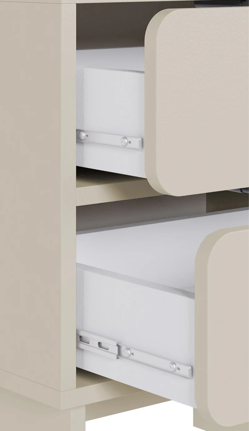 Nachttisch Wuwu mit zwei Schubladen, 50 cm, grau-beige