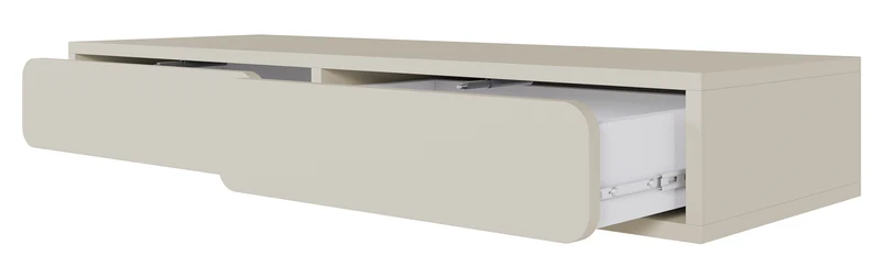 Hängender Schminktisch Wuwu mit zwei Schubladen, 110 cm, grau-beige