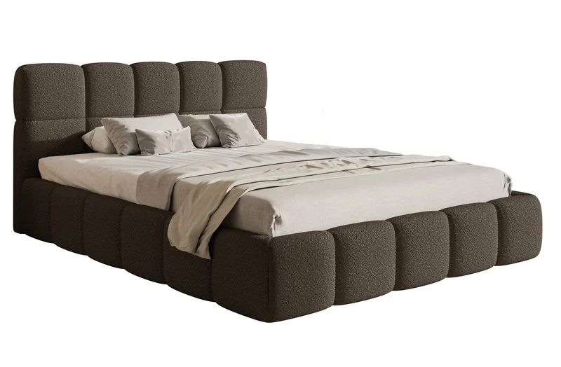 Gepolstertes Bett 200x200 cm Cloudy braunes Bouclé
