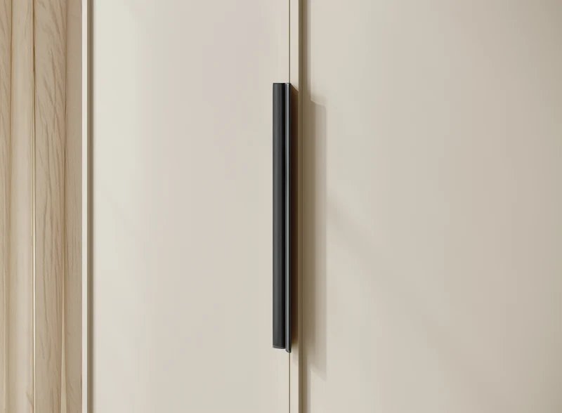 Zweiflügeliger Kleiderschrank Frame mit Kleiderstange und Regalen 100 cm Grau-Beige