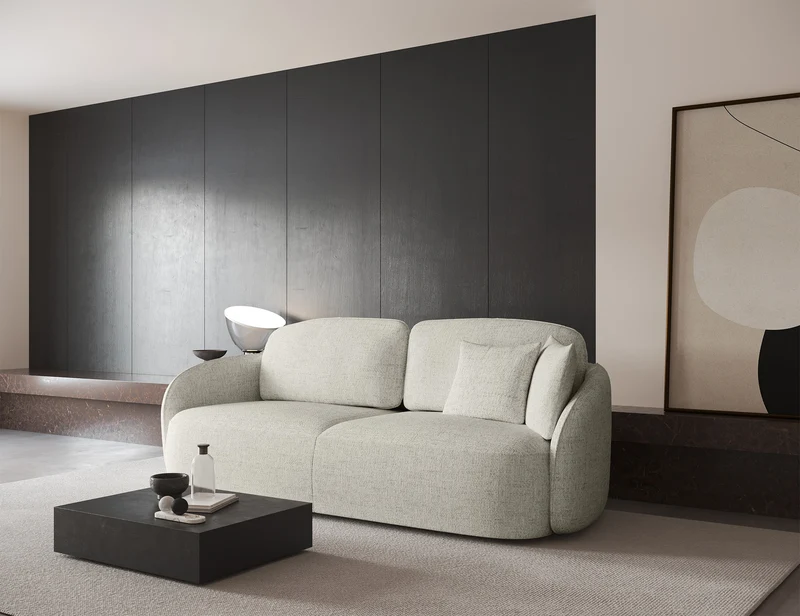Dreisitziges ausklappbares Sofa Savoy mit Stauraum, cremefarbene Flechtung