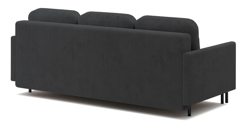 Dreisitziges ausklappbares Sofa Hamiel mit Stauraum, blau-grau Cordstoff