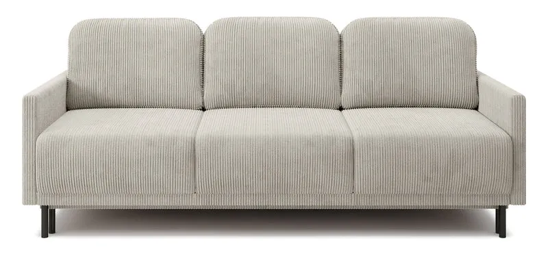 Dreisitziges Klappsofa Hamiel mit Stauraum, hellbeiger Cordstoff