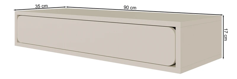 Hängende Konsole Wuwu mit einer Schublade, 90 cm, grau-beige