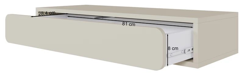 Hängende Konsole Wuwu mit einer Schublade, 90 cm, grau-beige