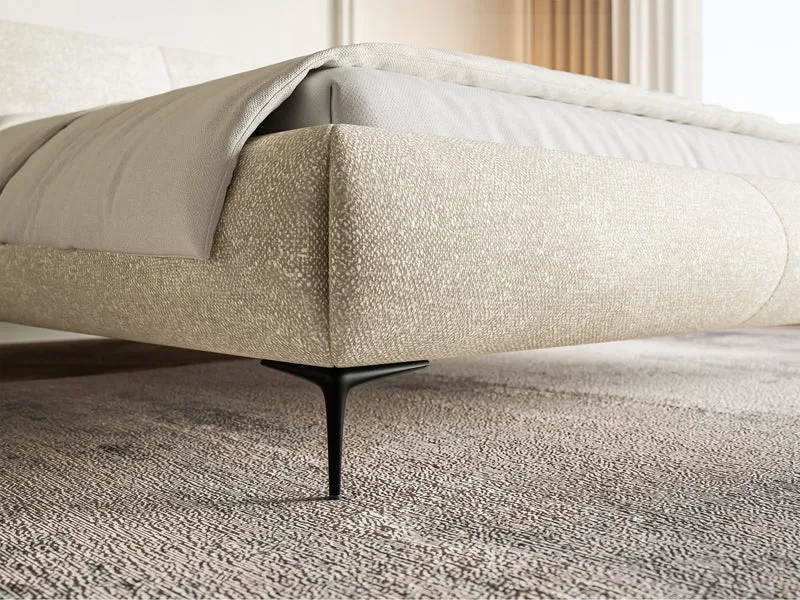 Polsterbett 180x200 cm Ovalle, beige Chenille, schwarze Beine
