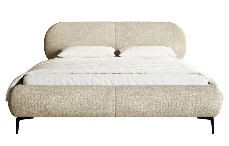 Polsterbett 180x200 cm Ovalle, beige Chenille, schwarze Beine