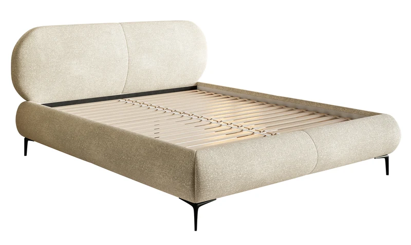 Polsterbett 180x200 cm Ovalle, beige Chenille, schwarze Beine