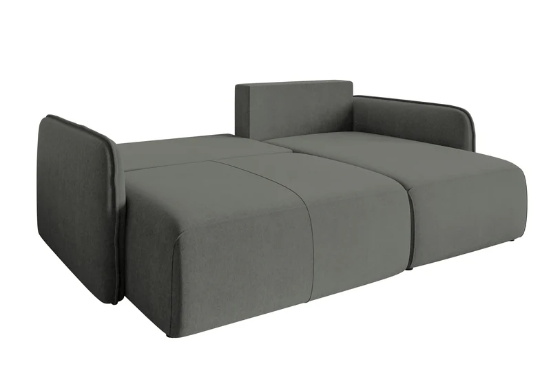 Ecksofa mit Schlaffunktion Mamla, L-förmig, grau, mit Stauraum, hydrophobes Samt, universell einsetzbar