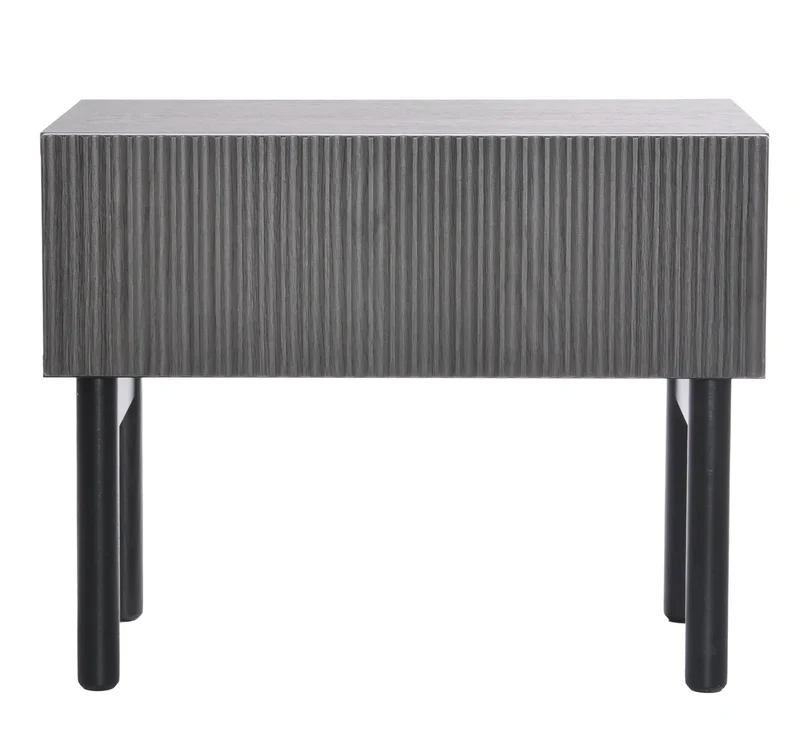 Nachtkommode Nolie mit Schublade und Füßen 50 cm Esche Portland Schwarz
