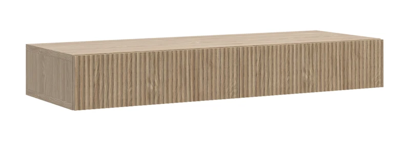 Hängender Schminktisch Nolie mit zwei Schubladen und Frontfräsung, 110 cm, geölte Eiche