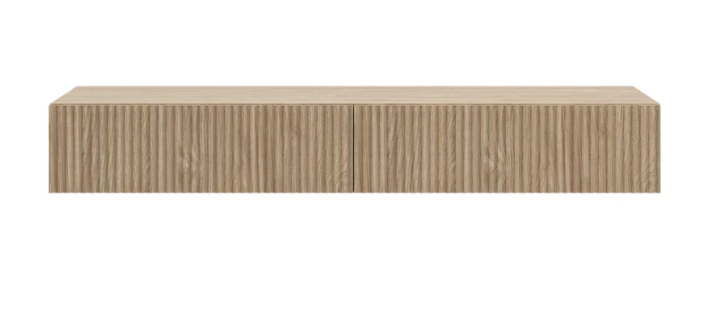 Hängender Schminktisch Nolie mit zwei Schubladen und Frontfräsung, 110 cm, geölte Eiche