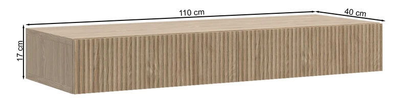 Hängender Schminktisch Nolie mit zwei Schubladen und Frontfräsung, 110 cm, geölte Eiche