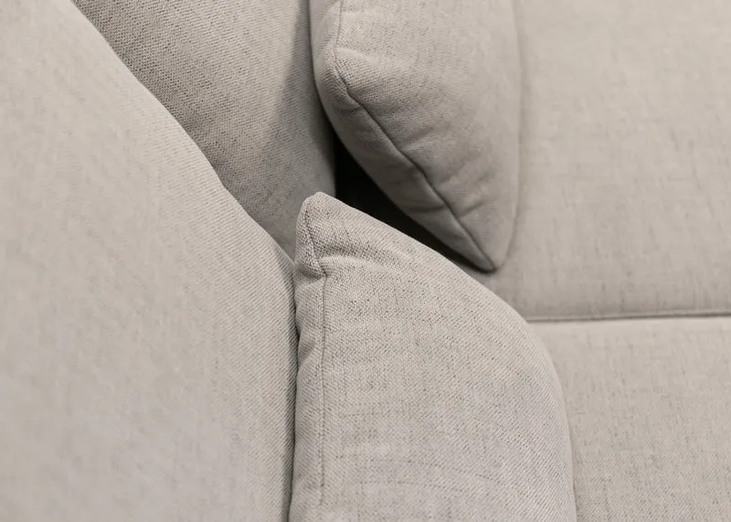 Ecksofa mit Schlaffunktion Carnos, L-förmig, mit zusätzlichen Lendenkissen, grau, hydrophober Chenille-Stoff, rechtsseitig