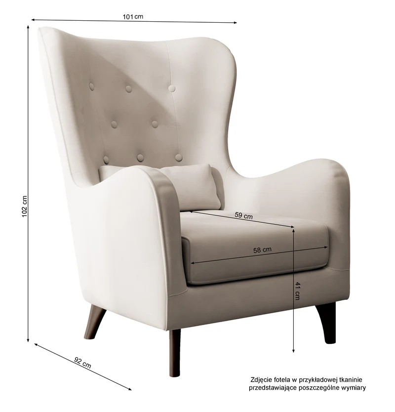 Relaxsessel Ohrensessel Calmino beige Bouclé mit Buchenbeinen
