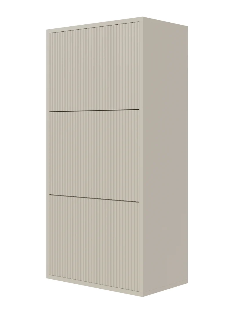 Schuhschrank Veldio mit gefräster Front und drei Fächern, 50 cm, Grau-Beige, zum Aufhängen