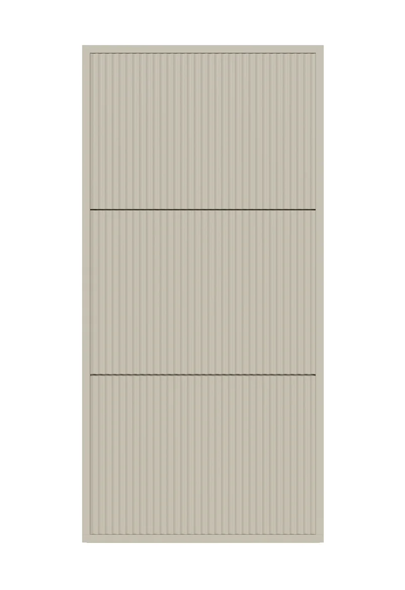 Schuhschrank Veldio mit gefräster Front und drei Fächern, 50 cm, Grau-Beige, zum Aufhängen